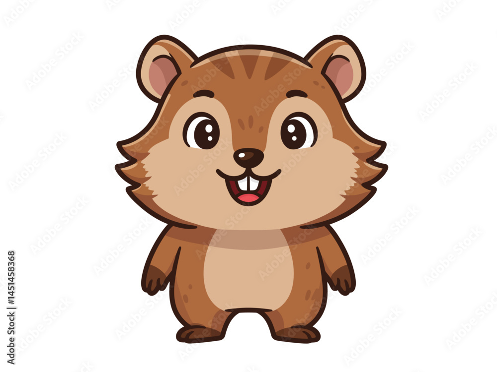 Fototapeta premium A Playful Brown Cartoon Dog With Its Tongue Lolling Out Captured In A Vibrant Vector Illustration Against A Clean White Backdrop Radiating Happiness And Animated Energy In A Lighthearted Style