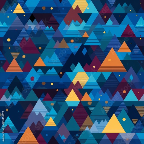 Obraz na płótnie Colorful geometric patterns featuring vibrant triangles and shapes. w salonie