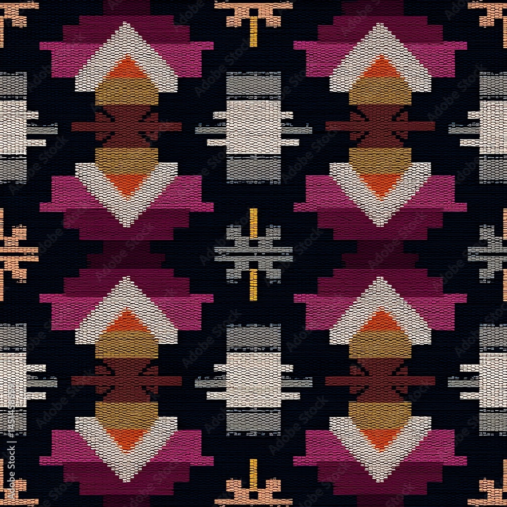 Colorful geometric fabric pattern for creative design projects.
