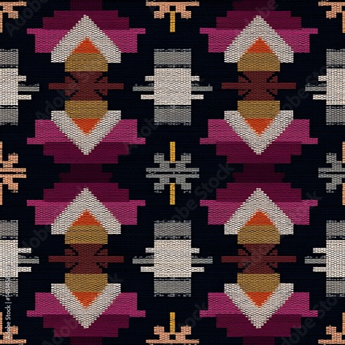 Colorful geometric fabric pattern for creative design projects.
