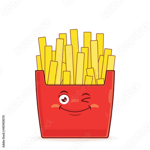 fries potatoes playful face cartoon cute