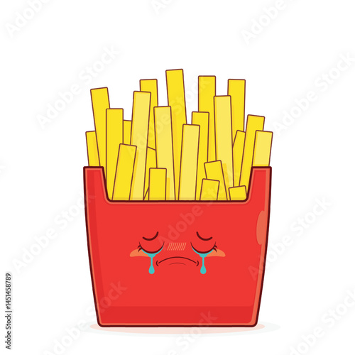 fries potatoes crying face cartoon cute