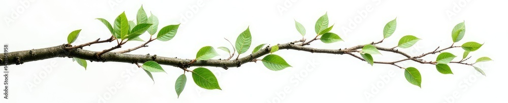 Twisted branches with leaves on white background, isolated, green, nature Twisted branches with leaves on white background, isolated, green, nature
