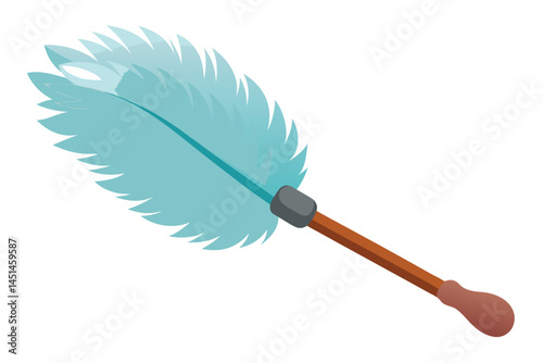Cute light teal feather duster icon