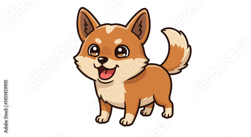 A Cheerful Cartoon Dog With Brown And Cream Fur Stands On A White Background Its Tongue Playfully Sticking Out In A Vector Illustration That Captures A Joyful And Friendly Expression Ready To Play