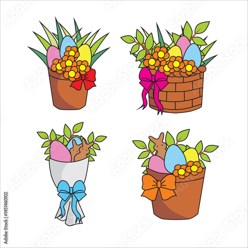 Set of Easter design elements vector illustration. Perfect for holiday decoration and spring greeting cards