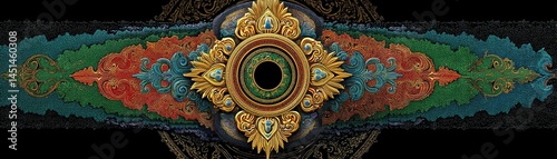 Obraz na płótnie Colorful mandala design with intricate patterns and a central decorative element. w salonie