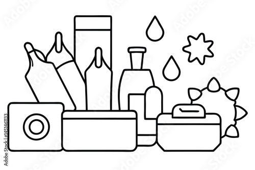 Disinfectant wipes quick sanitize Line art