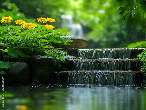 Serene Nature: Colorful Water Stream