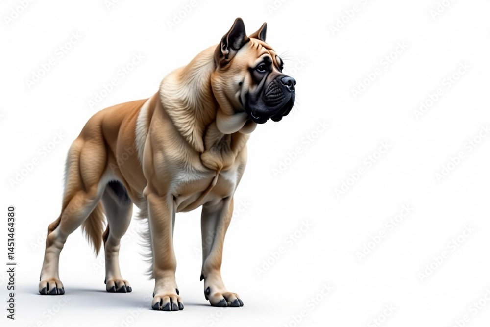 Majestic mastiff, powerful stance, white background, pet photography, breed, pet Majestic mastiff, powerful stance, white background, pet photography, breed, pet