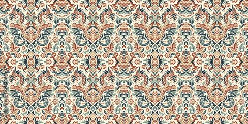 Dragon Farblic seamless pattern with abstract pattern