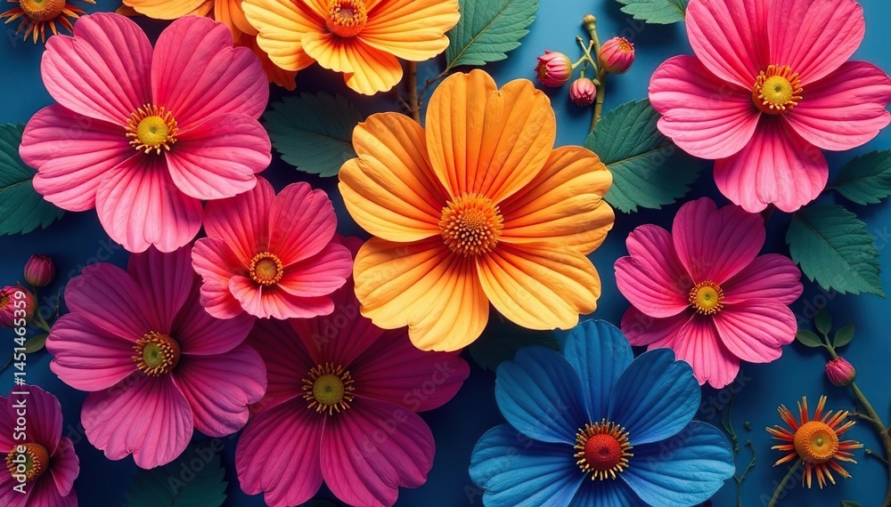 Dense, stylized blossoms forming geometric shapes, geometric, repeating design Dense, stylized blossoms forming geometric shapes, geometric, repeating design