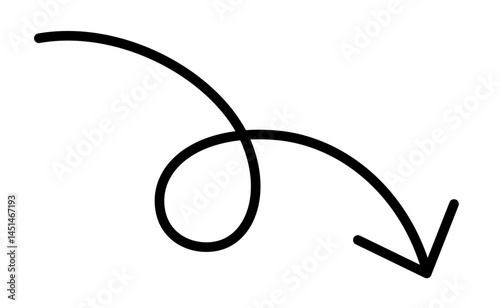 手書きのくるりん矢印 右下向き