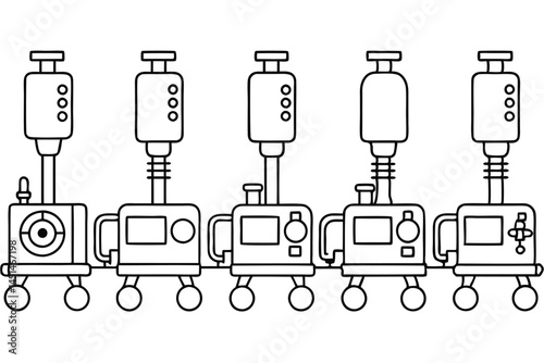 ECMO machines heart support Line art