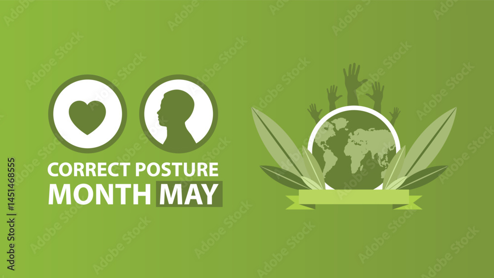 Correct Posture Month MAY web vector banner design illustration Correct Posture Month MAY web vector banner design illustration