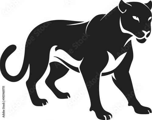 Black Panther Silhouette Vector Icon  – Fierce and Elegant Wild Cat Illustration in Tribal Style, Perfect for Logos, Mascots, Tattoos, and Wildlife Designs