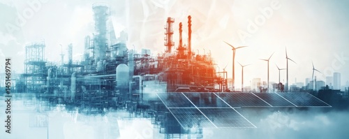 Wallpaper Mural Industrial complex with renewable energy integration. Torontodigital.ca