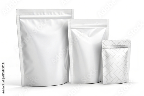White pouches. White background.