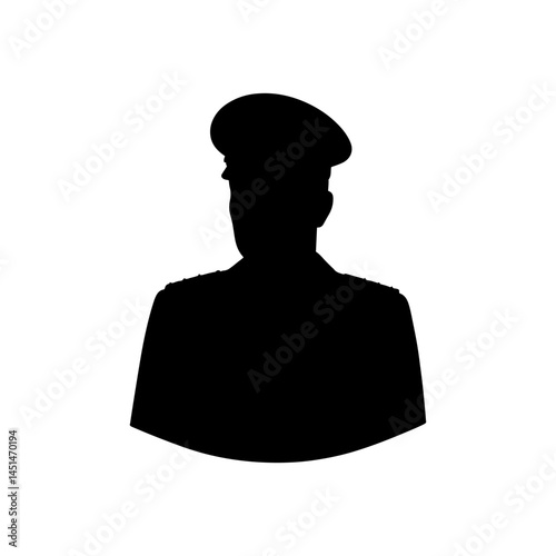 Army commander silhouette vector flat illustration design.