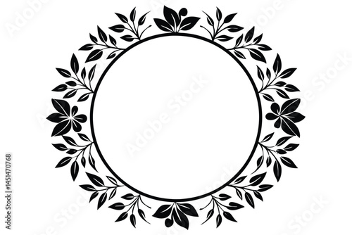 Elegant floral circular frame for design projects