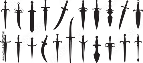 set of silhouettes of knives