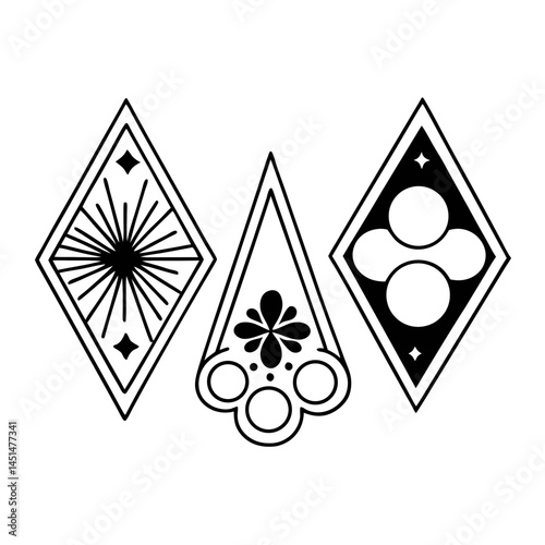 A vector illustration of a set of abstract geometric shapes.