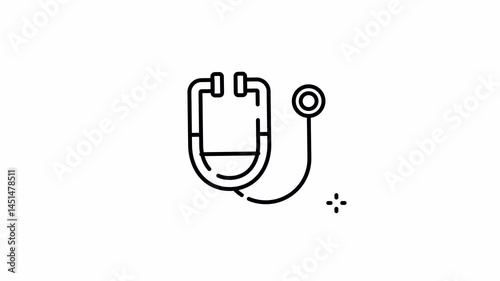 Stethoscope line icon for medical diagnosis and healthcare animation