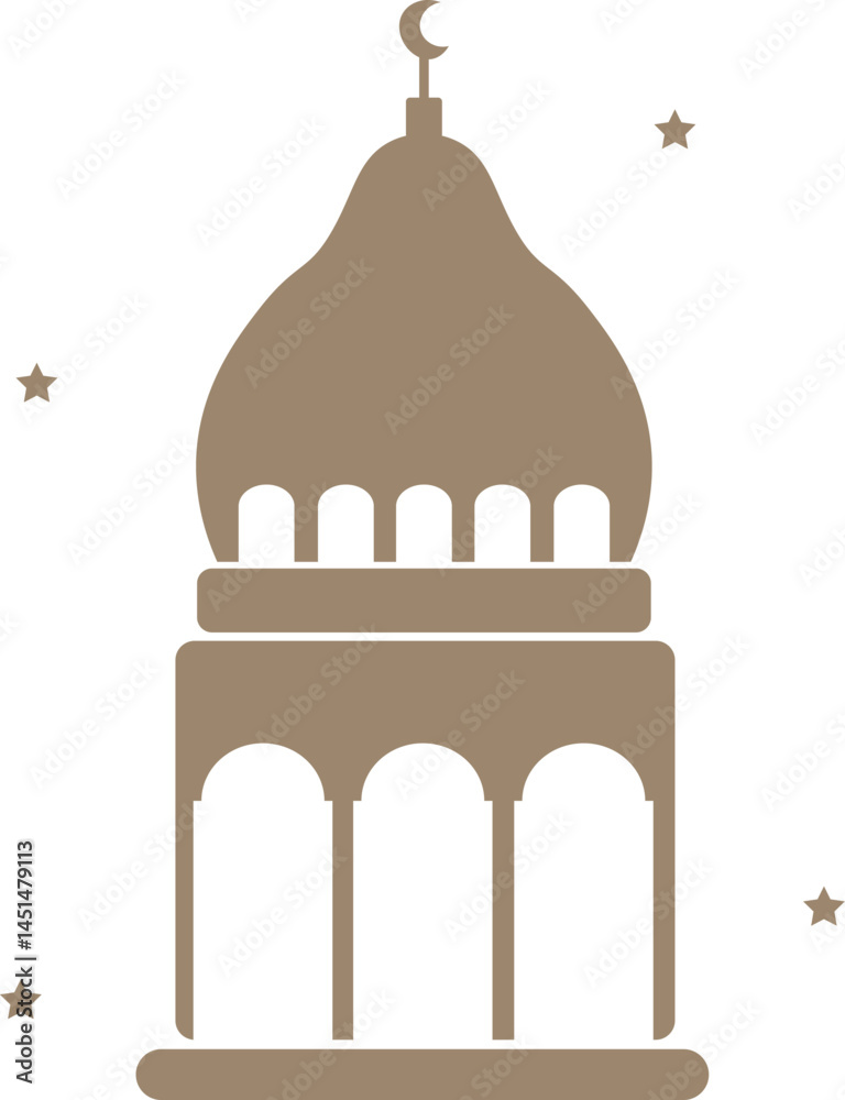 Obraz premium Single Islamic mosque vector shapes silhouette. window frames silhouette. Traditional arch template design for decoration. Oriental minimal elements. Ramadan Muslim