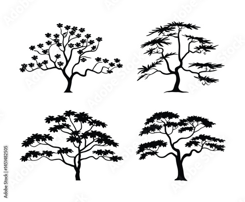 Elegant Dogwood Tree Silhouette Vector Collection