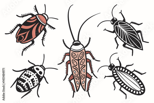 set of Cockroach silhouette vector illustration