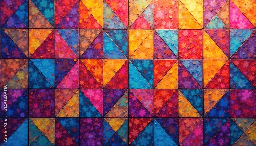 Geometric mosaic tiles, vibrant color scheme, endlessly repeatable , design, wallpaper Geometric mosaic tiles, vibrant color scheme, endlessly repeatable , design, wallpaper