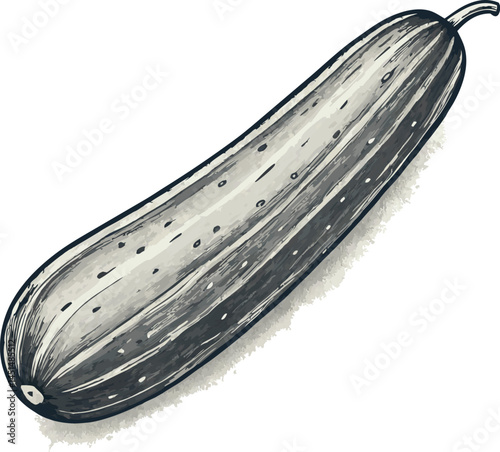 hand drawn vector illustration of a cucumber