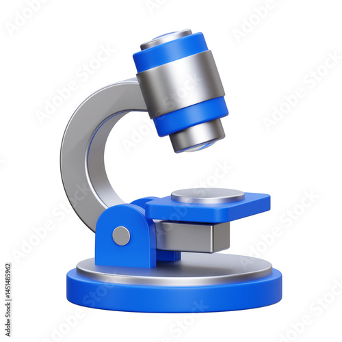 3D render blue microscope isolated on white
