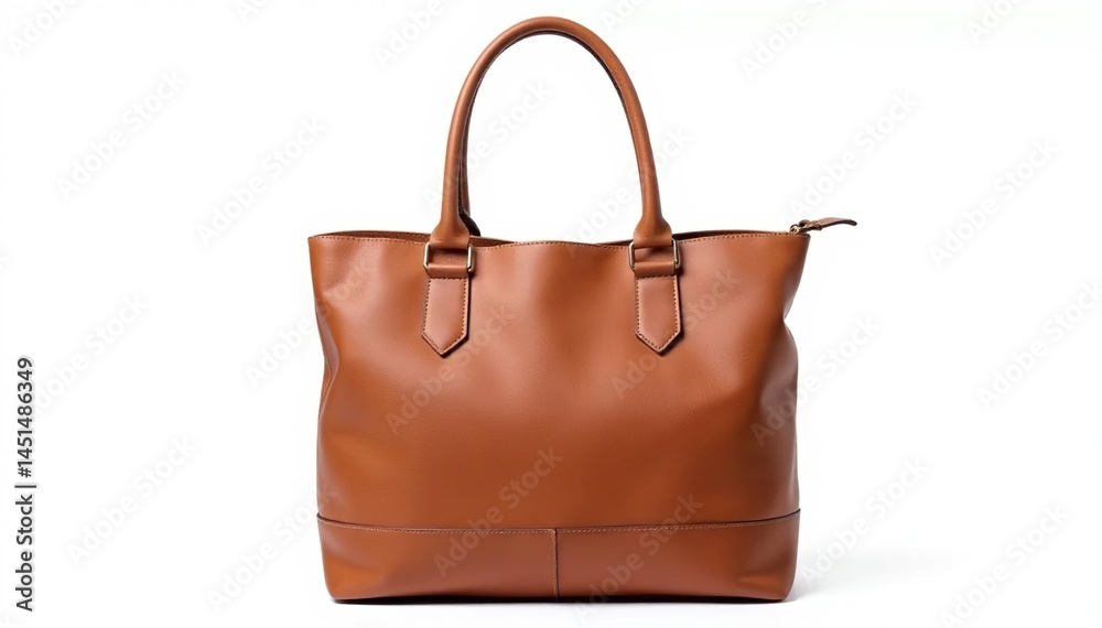 Brown leather tote bag, isolated on white background, vintage bag, white background Brown leather tote bag, isolated on white background, vintage bag, white background