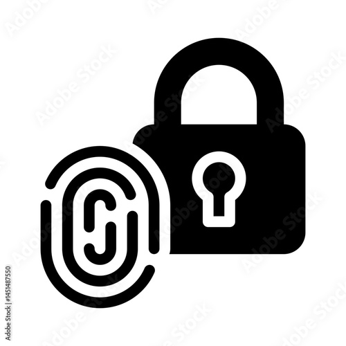 fingerprint lock glyph icon