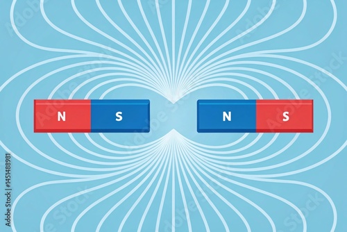 Magnetic Field Lines Illustration Showing Repulsion Between Two Bar Magnets