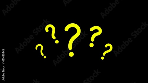  A bright yellow question mark floats clearly, symbolizing confusion, curiosity, or a question. The background is transparent.