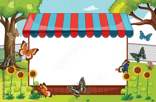 Butterflies in a Vibrant Garden Scene