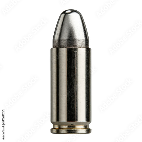 Metallic silver bullet isolated on transparent png background