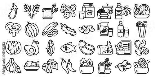 Nutritious food illustrations arranged neatly