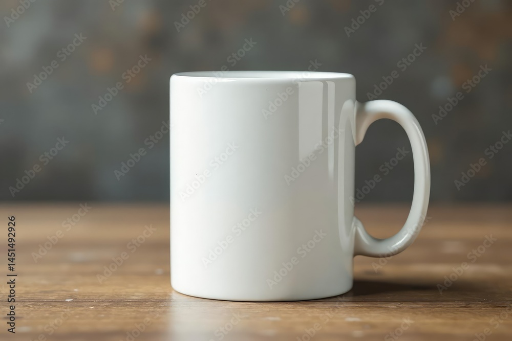 Obraz premium Classic white ceramic mug, handle detail visible , home, cup, image