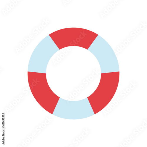Vector of a classic red and white lifebuoy, used for rescue and safety in water-related scenarios.
