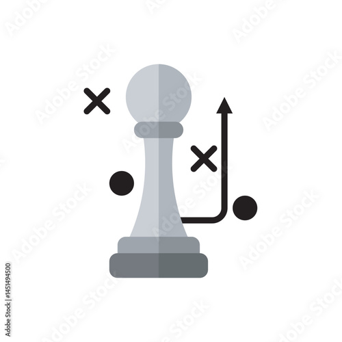 Illustration of a chess pawn with an arrow pointing upward. Symbolizes career development, strategic move, and personal growth.
