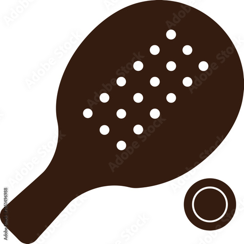 Paddle and Ball Icon Dark Brown Minimalist Design
