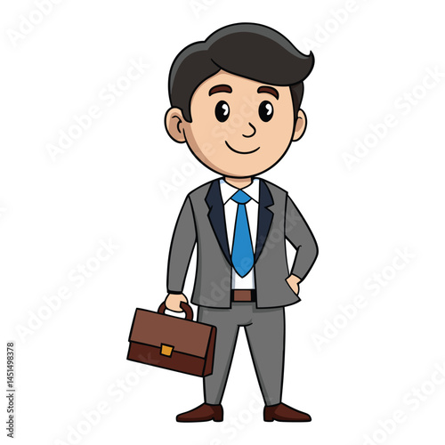 cartoon businessman with suitcase
