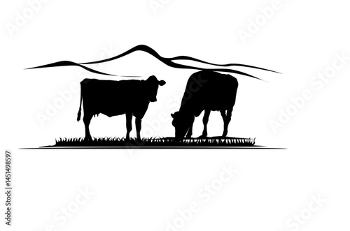 Cattle Angus Cow  Grass silhouette livestock farm 