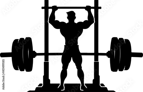 Dynamic Vector of Bodybuilder in Deep Squat with Barbell