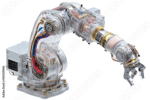 Clear robot arm view isolated on transparent png background