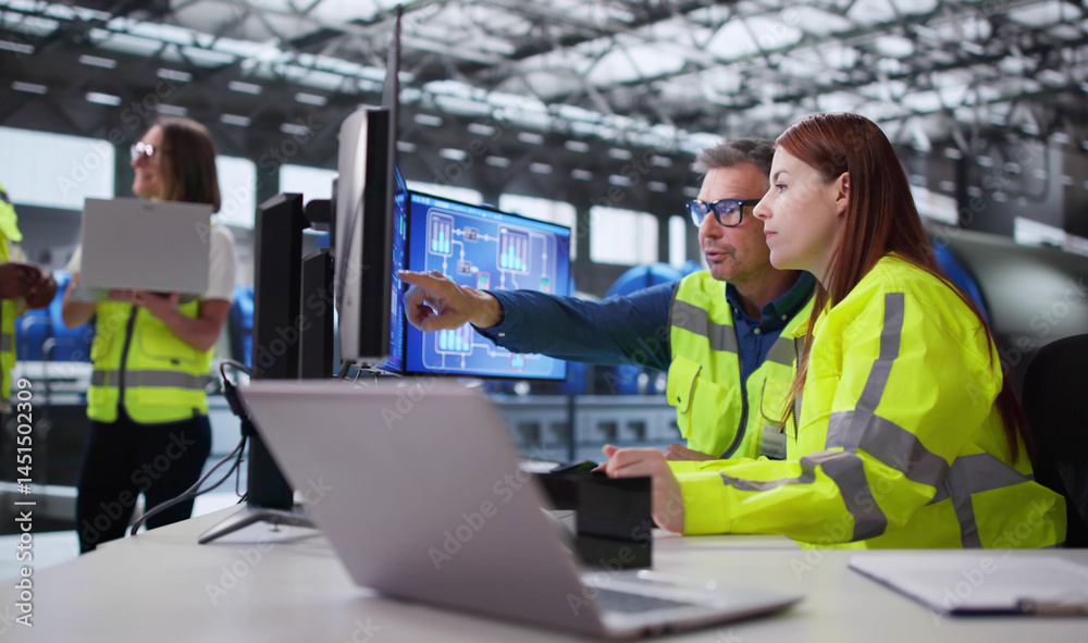 Engineer Operating Control Panel At Power Plant Generating Electricity
