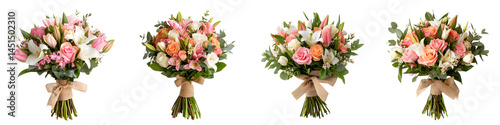 Vibrant bouquet of roses and tulips with greenery